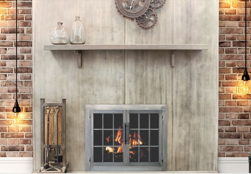 Edison Rustic Masonry Fireplace Door